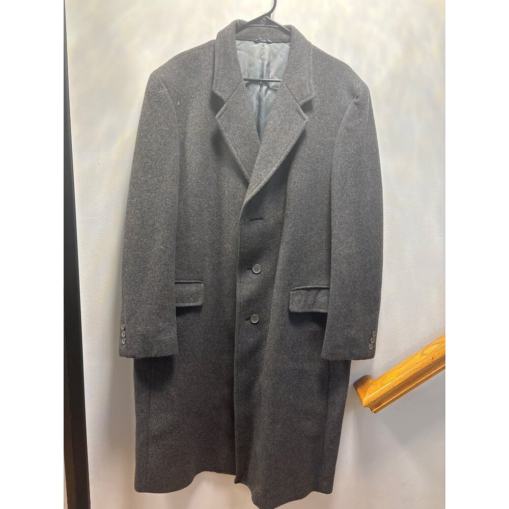 Ciatti Mens Long Gray Wool Overcoat With Buttons & Pockets 46R